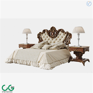 European style fabric double bed 3d model